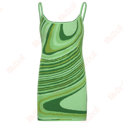 quality abstract print green dresses